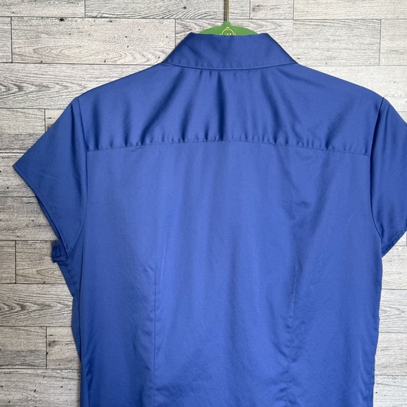 Antonio Melani Ellie Blouse Shirt Blue Button Front Cap Sleeve Cotton Small Posh - Picture 8 of 13